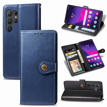 Retro Solid Color Buckle Leather Phone Case, For Samsung Galaxy S25+ 5G, For Samsung Galaxy S25 Ultra 5G, For Samsung Galaxy S24 Ultra 5G, For Samsung Galaxy S24+ 5G