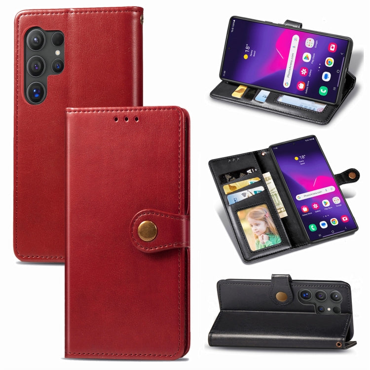 Retro Solid Color Buckle Leather Phone Case, For Samsung Galaxy S25+ 5G, For Samsung Galaxy S25 Ultra 5G, For Samsung Galaxy S24 Ultra 5G, For Samsung Galaxy S24+ 5G