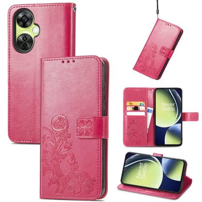 Four-leaf Clasp Embossed Buckle Leather Phone Case, For OnePlus Nord CE 3 Lite