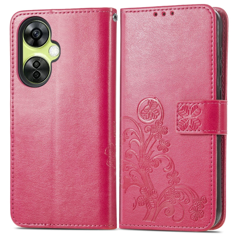 Four-leaf Clasp Embossed Buckle Leather Phone Case, For OnePlus Nord CE 3 Lite
