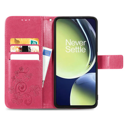 Four-leaf Clasp Embossed Buckle Leather Phone Case, For OnePlus Nord CE 3 Lite