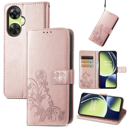 Four-leaf Clasp Embossed Buckle Leather Phone Case, For OnePlus Nord CE 3 Lite
