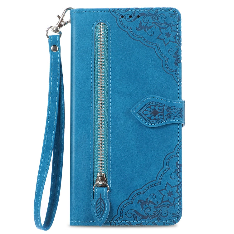 Embossed Flower Zipper Leather Phone Case, For Xiaomi POCO F5