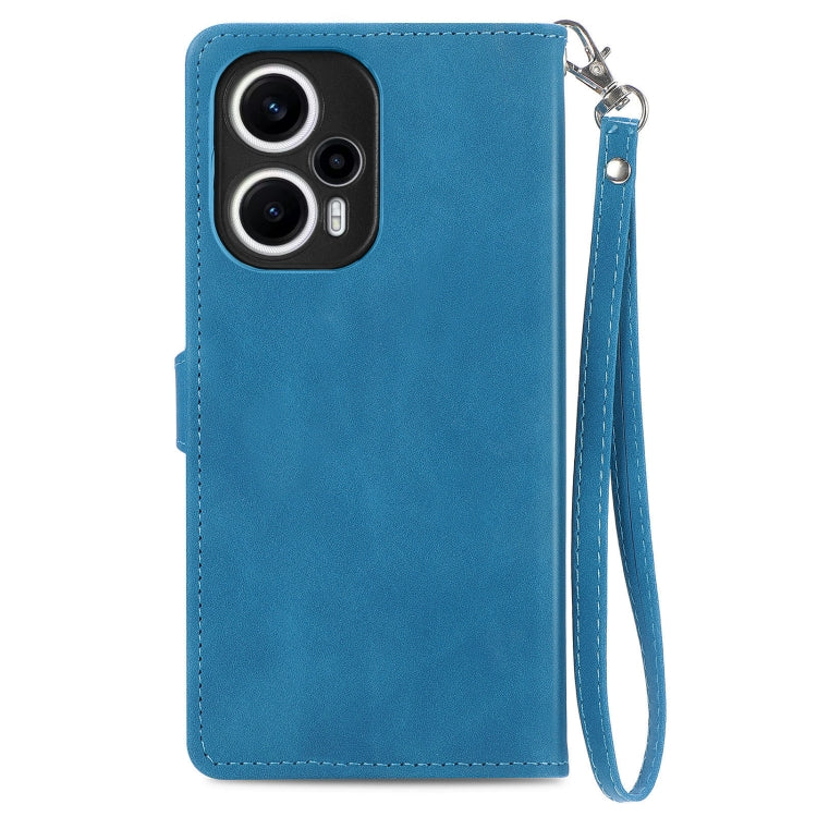 Embossed Flower Zipper Leather Phone Case, For Xiaomi POCO F5