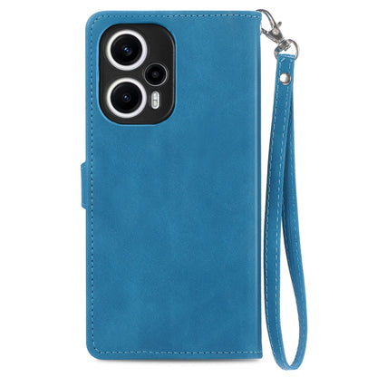 Embossed Flower Zipper Leather Phone Case, For Xiaomi POCO F5