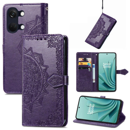 Mandala Flower Embossed Leather Phone Case, For OnePlus Ace 2v, For OnePlus  Nord 3
