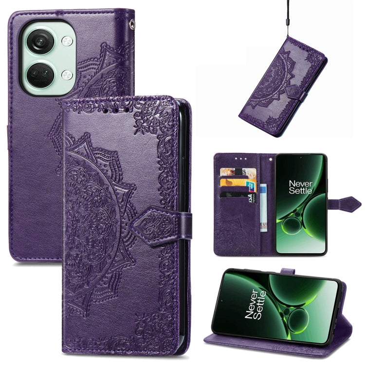 Mandala Flower Embossed Leather Phone Case, For OnePlus Ace 2v, For OnePlus  Nord 3