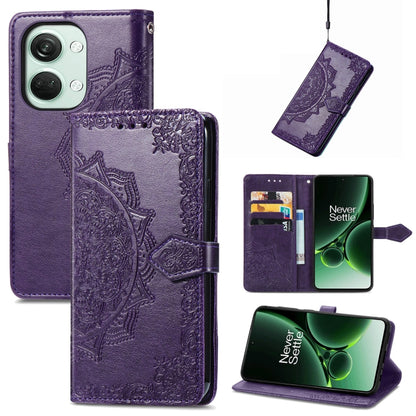 Mandala Flower Embossed Leather Phone Case, For OnePlus Ace 2v, For OnePlus  Nord 3