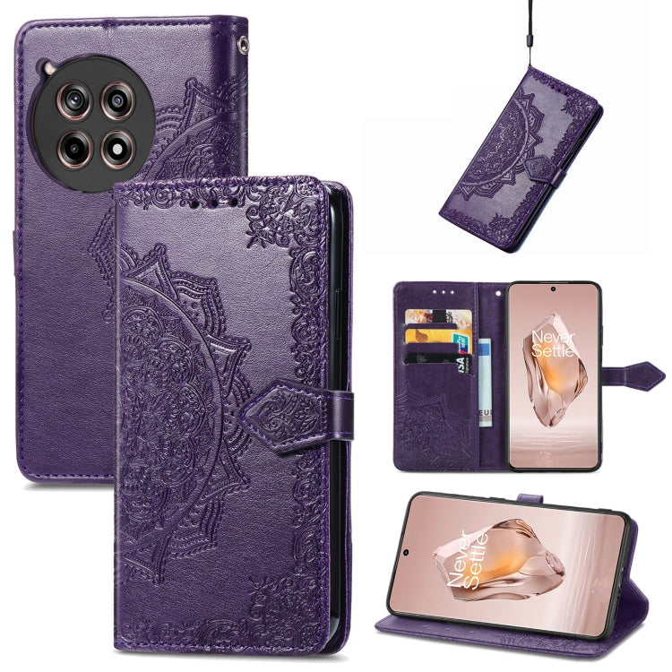 Mandala Flower Embossed Leather Phone Case, For OnePlus Ace 6 Ultra, For OnePlus Ace 3, For OnePlus 12R, For OnePlus 12