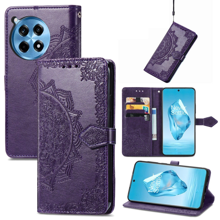 Mandala Flower Embossed Leather Phone Case, For OnePlus Ace 6 Ultra, For OnePlus Ace 3, For OnePlus 12R, For OnePlus 12