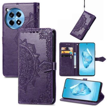 Mandala Flower Embossed Leather Phone Case, For OnePlus Ace 6 Ultra, For OnePlus Ace 3, For OnePlus 12R, For OnePlus 12