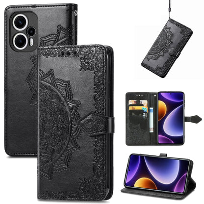 Mandala Flower Embossed Leather Phone Case, For Xiaomi Poco F5