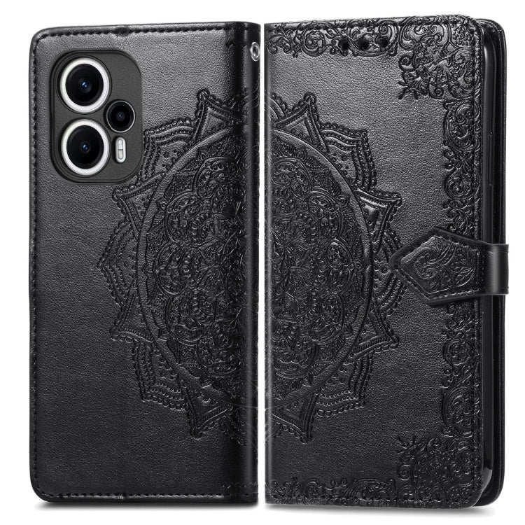 Mandala Flower Embossed Leather Phone Case, For Xiaomi Poco F5