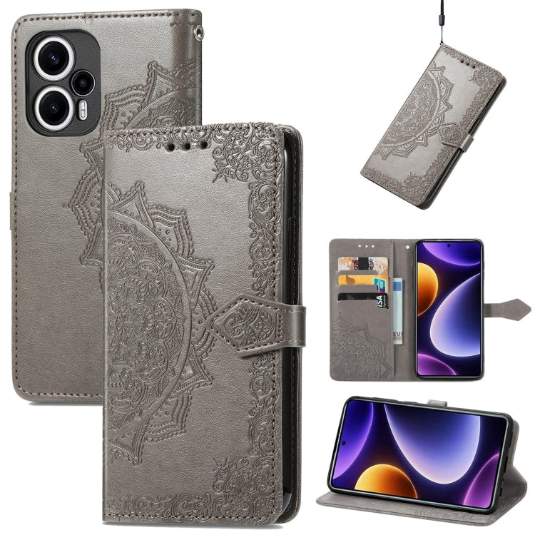 Mandala Flower Embossed Leather Phone Case, For Xiaomi Poco F5