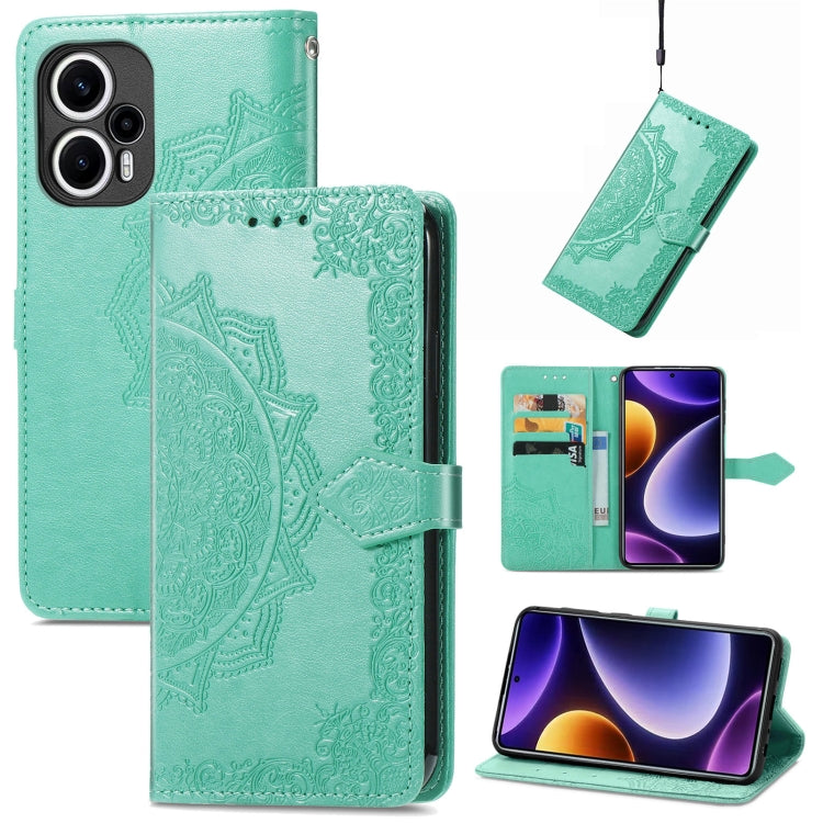 Mandala Flower Embossed Leather Phone Case, For Xiaomi Poco F5