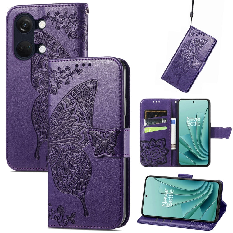 Butterfly Love Flower Embossed Leather Phone Case, For OnePlus 12R, For OnePlus 12, For OnePlus Ace 2V