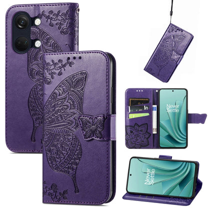 Butterfly Love Flower Embossed Leather Phone Case, For OnePlus 12R, For OnePlus 12, For OnePlus Ace 2V