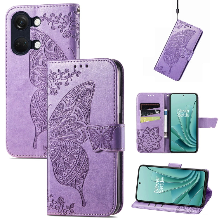 Butterfly Love Flower Embossed Leather Phone Case, For OnePlus 12R, For OnePlus 12, For OnePlus Ace 2V