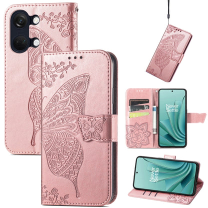 Butterfly Love Flower Embossed Leather Phone Case, For OnePlus 12R, For OnePlus 12, For OnePlus Ace 2V