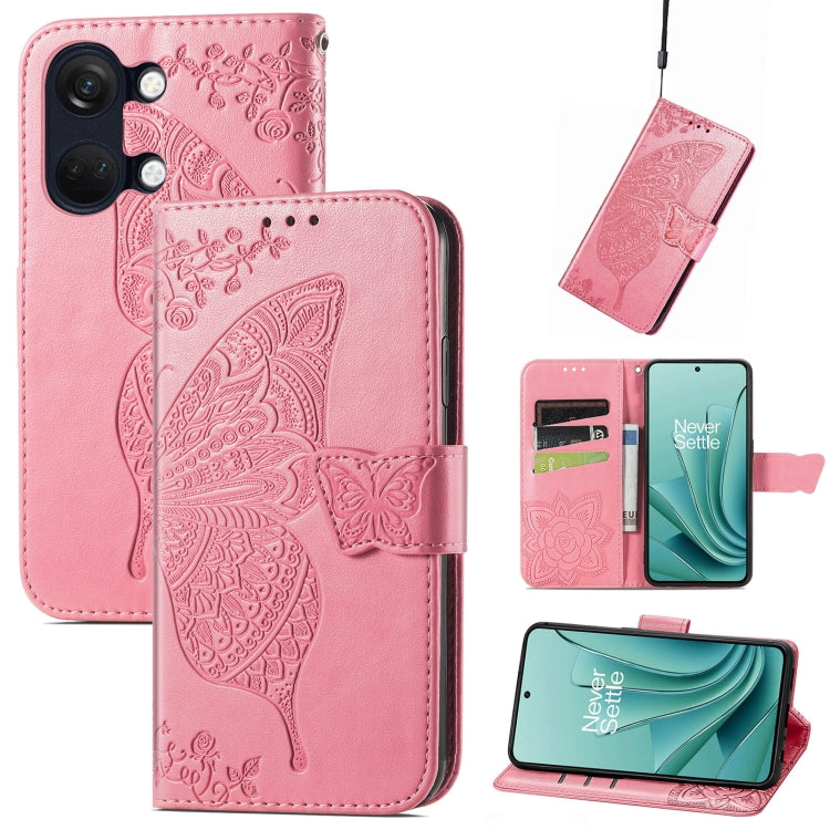 Butterfly Love Flower Embossed Leather Phone Case, For OnePlus 12R, For OnePlus 12, For OnePlus Ace 2V