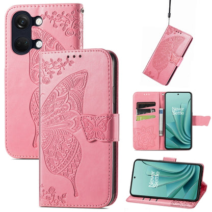 Butterfly Love Flower Embossed Leather Phone Case, For OnePlus 12R, For OnePlus 12, For OnePlus Ace 2V