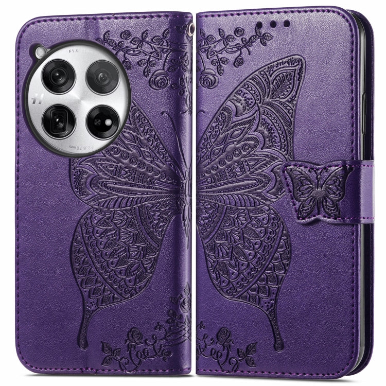 Butterfly Love Flower Embossed Leather Phone Case, For OnePlus 12R, For OnePlus 12, For OnePlus Ace 2V