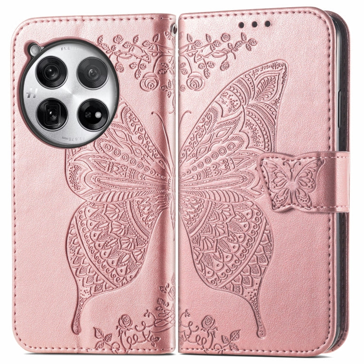Butterfly Love Flower Embossed Leather Phone Case, For OnePlus 12R, For OnePlus 12, For OnePlus Ace 2V