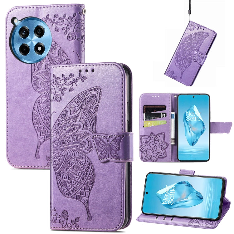 Butterfly Love Flower Embossed Leather Phone Case, For OnePlus 12R, For OnePlus 12, For OnePlus Ace 2V