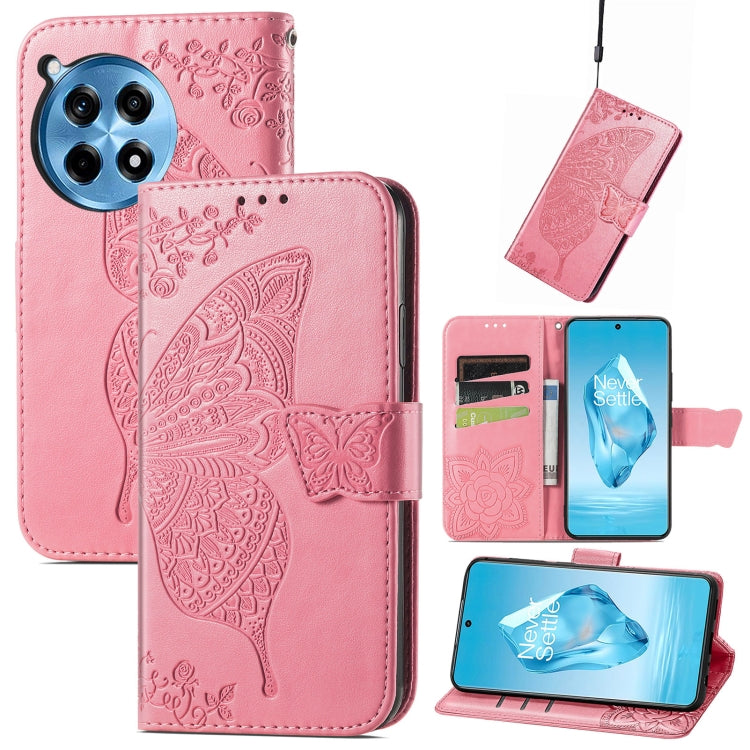 Butterfly Love Flower Embossed Leather Phone Case, For OnePlus 12R, For OnePlus 12, For OnePlus Ace 2V