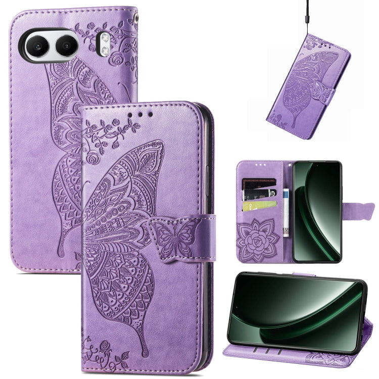 Butterfly Love Flower Embossed Leather Phone Case, For Oneplus Ace 6 Ultra, For OnePlus Nord 4, For OnePlus Ace 3