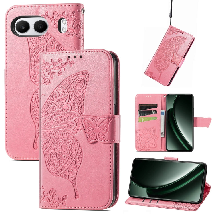 Butterfly Love Flower Embossed Leather Phone Case, For Oneplus Ace 6 Ultra, For OnePlus Nord 4, For OnePlus Ace 3