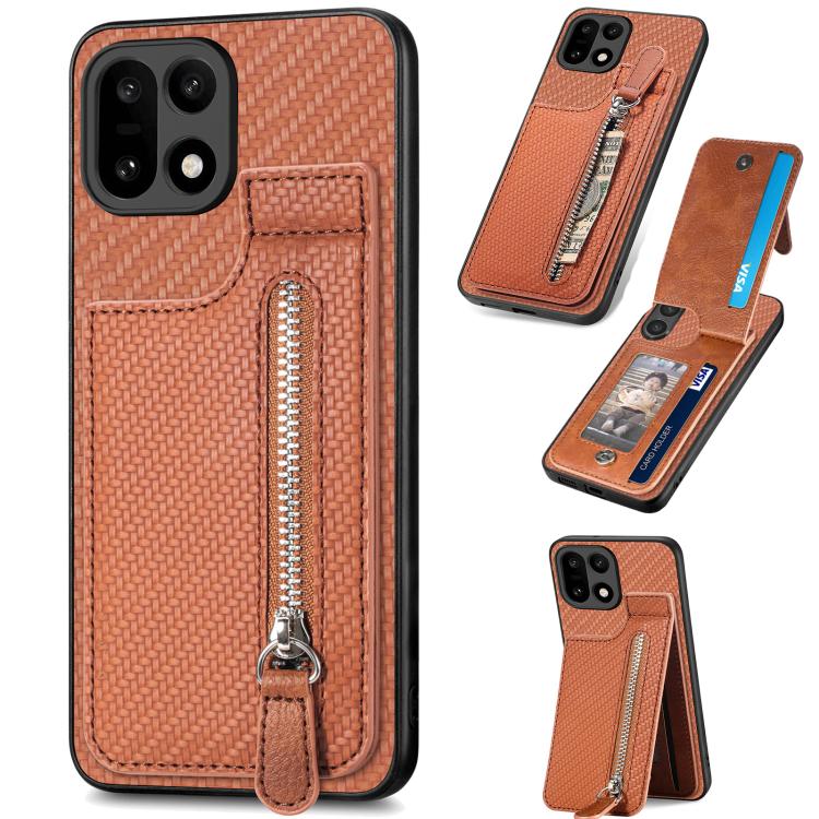 Carbon Fiber Vertical Flip Zipper Phone Case, For OnePlus Ace 6 / 6T / 15R, For OnePlus 15, For Oneplus Nord CE 3 Lite, For OnePlus Nord CE 2 Lite