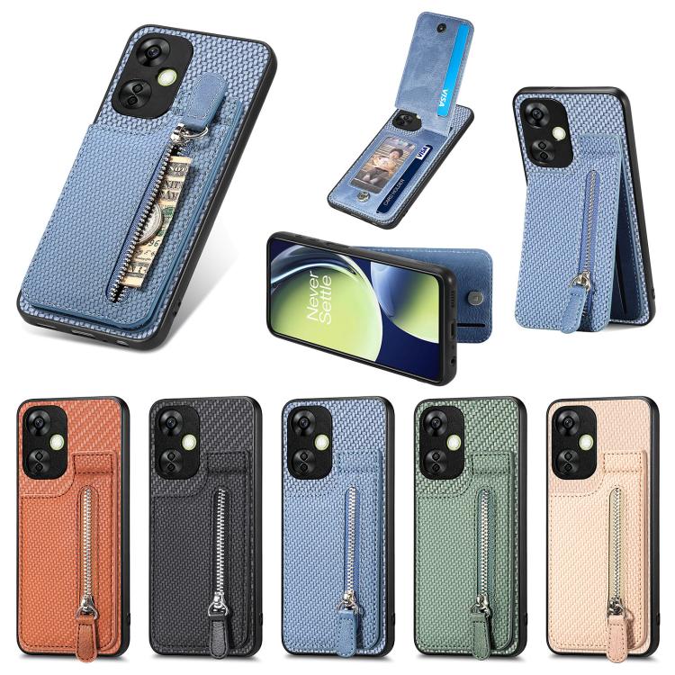 Carbon Fiber Vertical Flip Zipper Phone Case, For OnePlus Ace 6 / 6T / 15R, For OnePlus 15, For Oneplus Nord CE 3 Lite, For OnePlus Nord CE 2 Lite