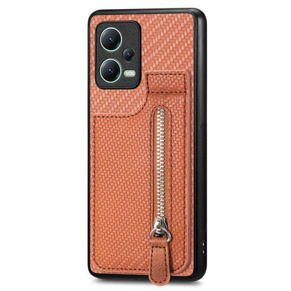 Carbon Fiber Vertical Flip Zipper Phone Case, For Redmi Turbo 4, For Xiaomi Poco X7 Pro, For Redmi Note 12 5G, For Xiaomi 13 Pro