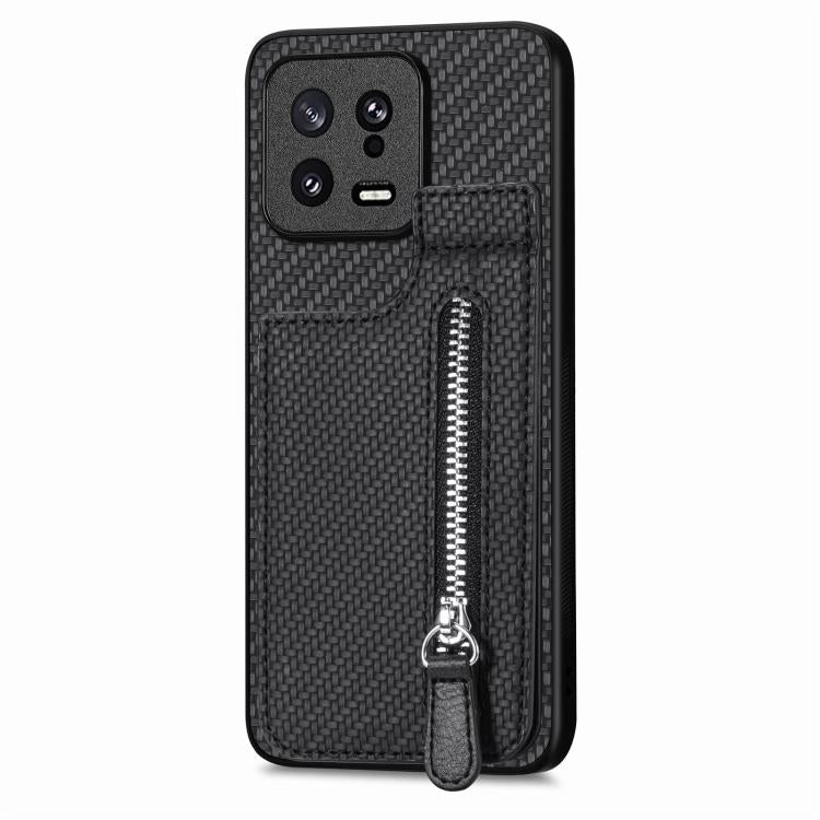 Carbon Fiber Vertical Flip Zipper Phone Case, For Xiaomi 13, For Xiaomi POCO M5 4G, For Redmi Note 11T Pro 5G, For Redmi 10C