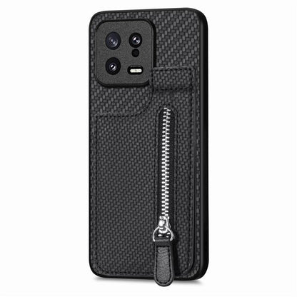 Carbon Fiber Vertical Flip Zipper Phone Case, For Xiaomi 13, For Xiaomi POCO M5 4G, For Redmi Note 11T Pro 5G, For Redmi 10C
