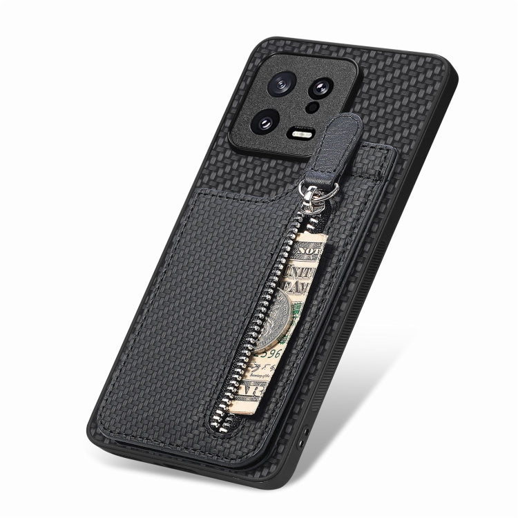 Carbon Fiber Vertical Flip Zipper Phone Case, For Xiaomi 13, For Xiaomi POCO M5 4G, For Redmi Note 11T Pro 5G, For Redmi 10C