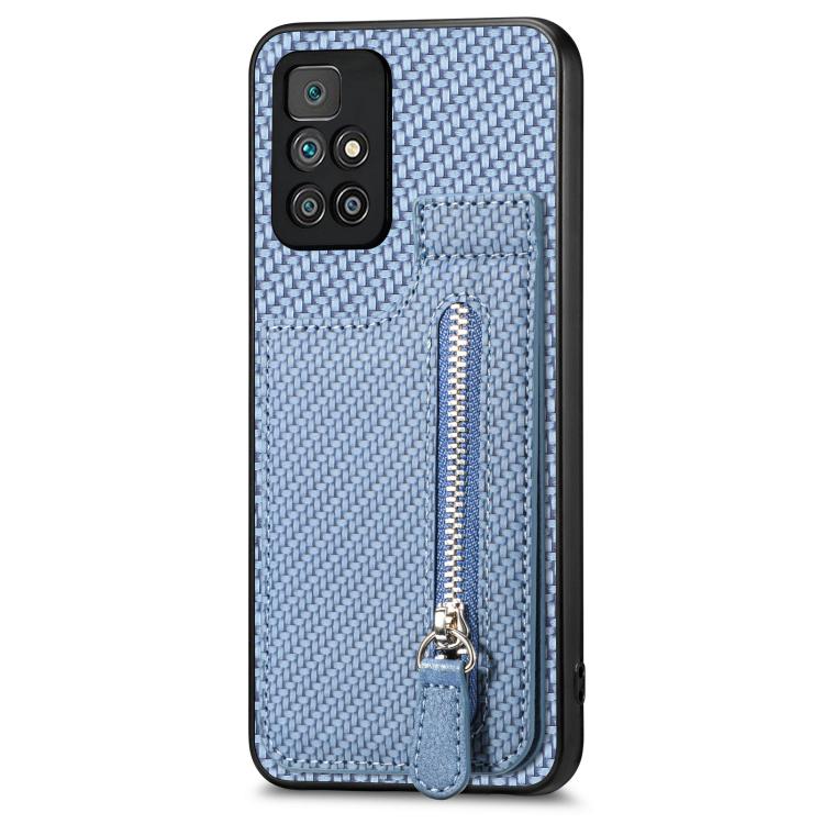 Carbon Fiber Vertical Flip Zipper Phone Case, For Redmi Note 11 4G, For Redmi 10, For Redmi Note 10 4G