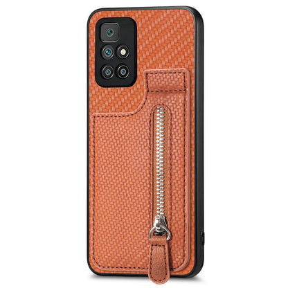 Carbon Fiber Vertical Flip Zipper Phone Case, For Redmi Note 11 4G, For Redmi 10, For Redmi Note 10 4G