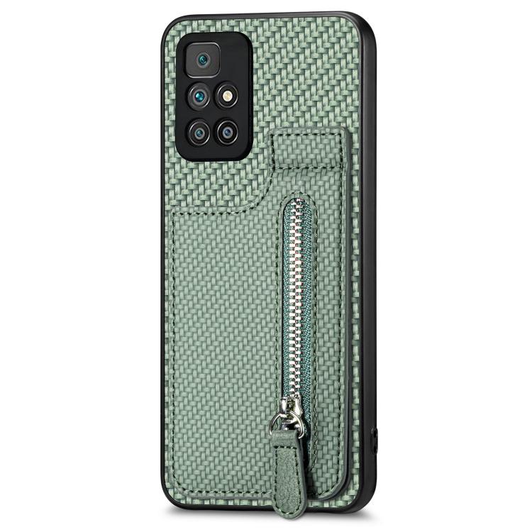 Carbon Fiber Vertical Flip Zipper Phone Case, For Redmi Note 11 4G, For Redmi 10, For Redmi Note 10 4G