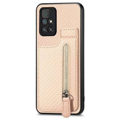 Carbon Fiber Vertical Flip Zipper Phone Case, For Redmi Note 11 4G, For Redmi 10, For Redmi Note 10 4G