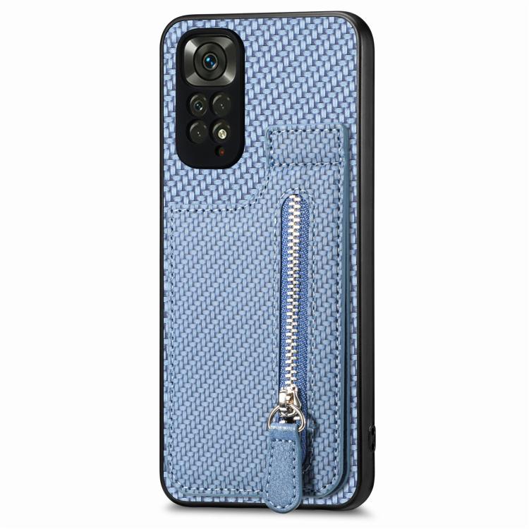 Carbon Fiber Vertical Flip Zipper Phone Case, For Redmi Note 11 4G, For Redmi 10, For Redmi Note 10 4G