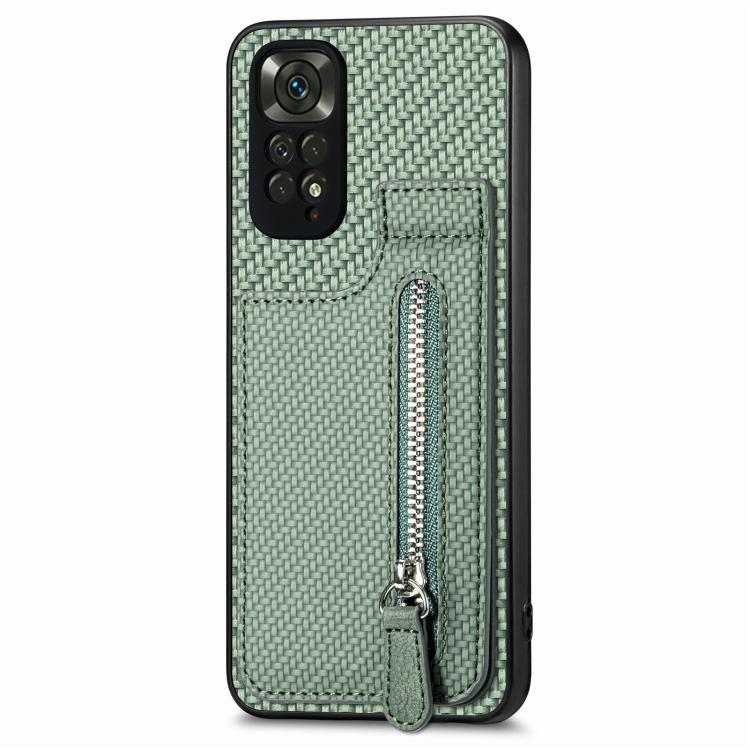 Carbon Fiber Vertical Flip Zipper Phone Case, For Redmi Note 11 4G, For Redmi 10, For Redmi Note 10 4G