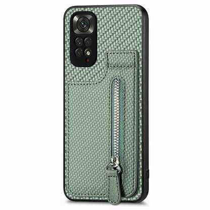 Carbon Fiber Vertical Flip Zipper Phone Case, For Redmi Note 11 4G, For Redmi 10, For Redmi Note 10 4G