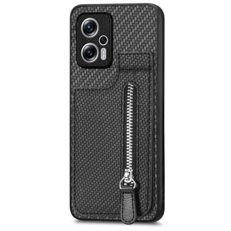 Carbon Fiber Vertical Flip Zipper Phone Case, For Xiaomi 13, For Xiaomi POCO M5 4G, For Redmi Note 11T Pro 5G, For Redmi 10C