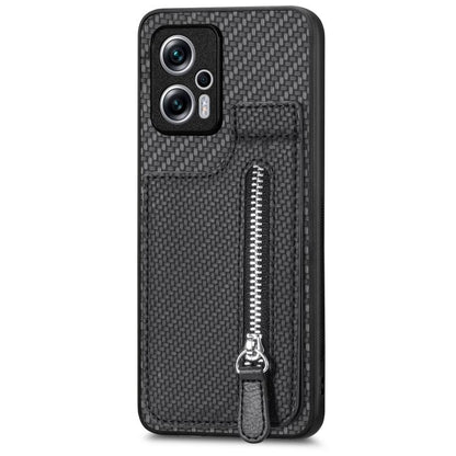 Carbon Fiber Vertical Flip Zipper Phone Case, For Xiaomi 13, For Xiaomi POCO M5 4G, For Redmi Note 11T Pro 5G, For Redmi 10C