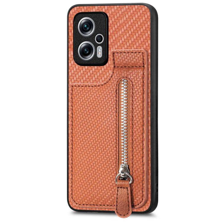 Carbon Fiber Vertical Flip Zipper Phone Case, For Xiaomi 13, For Xiaomi POCO M5 4G, For Redmi Note 11T Pro 5G, For Redmi 10C