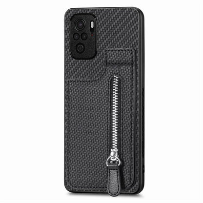 Carbon Fiber Vertical Flip Zipper Phone Case, For Redmi Note 11 4G, For Redmi 10, For Redmi Note 10 4G