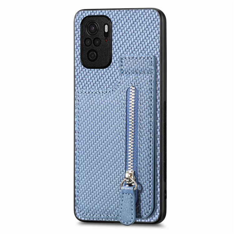 Carbon Fiber Vertical Flip Zipper Phone Case, For Redmi Note 11 4G, For Redmi 10, For Redmi Note 10 4G
