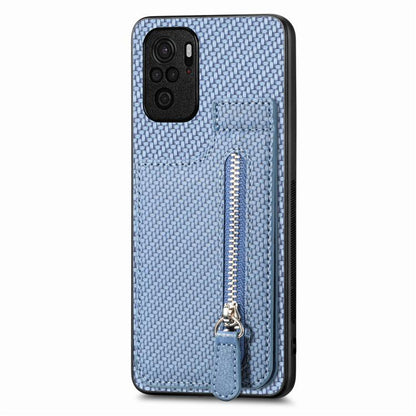Carbon Fiber Vertical Flip Zipper Phone Case, For Redmi Note 11 4G, For Redmi 10, For Redmi Note 10 4G